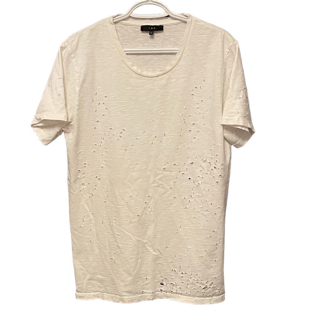 Women’s IRO Distressed white Tee Mini Dress Size XL